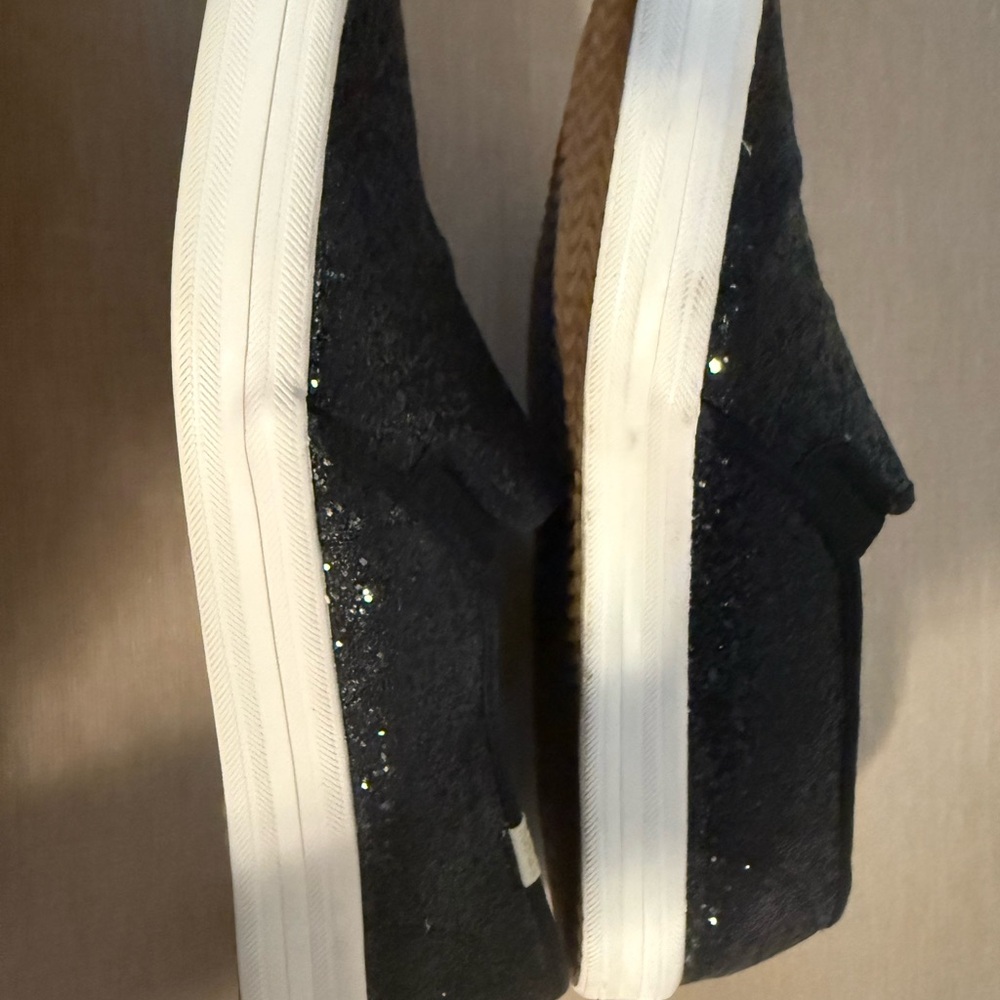 Kate Spade Keds Black Glitter Slip-On Shoes - Picture 5 of 8